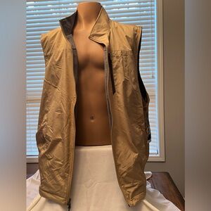 Men's XXL Izod Tech Dobby Wind Water Resist Golf Vest Khaki Gray 2827